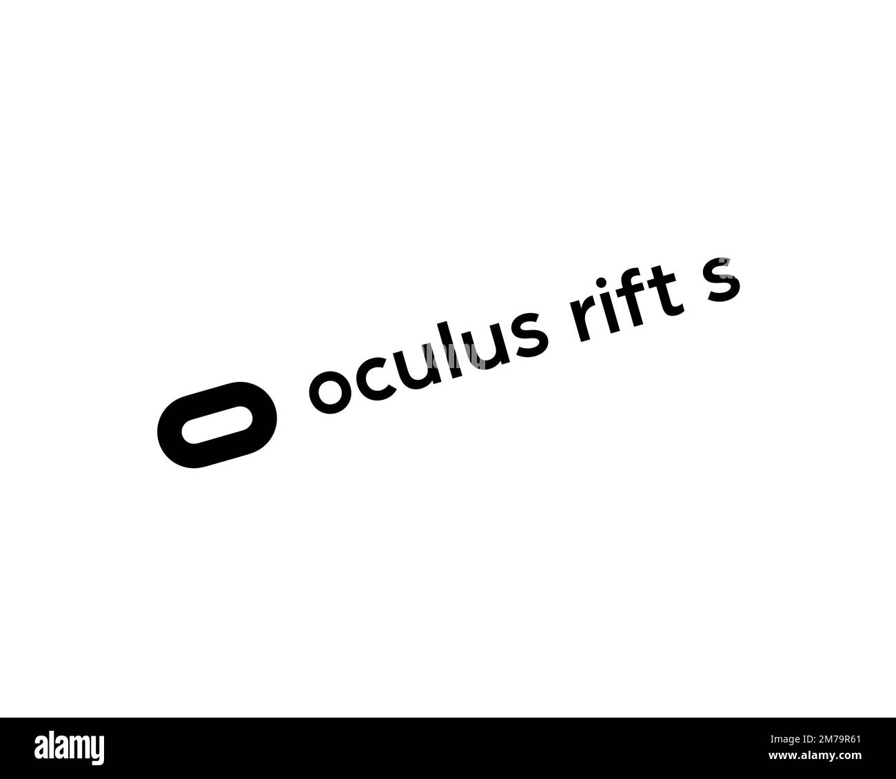 Oculus Rift S, logo ruotato, sfondo bianco Foto Stock