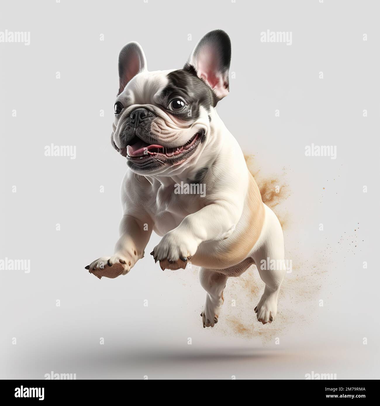 Happy French Bull Dog che salpa in bianco e nero Foto Stock