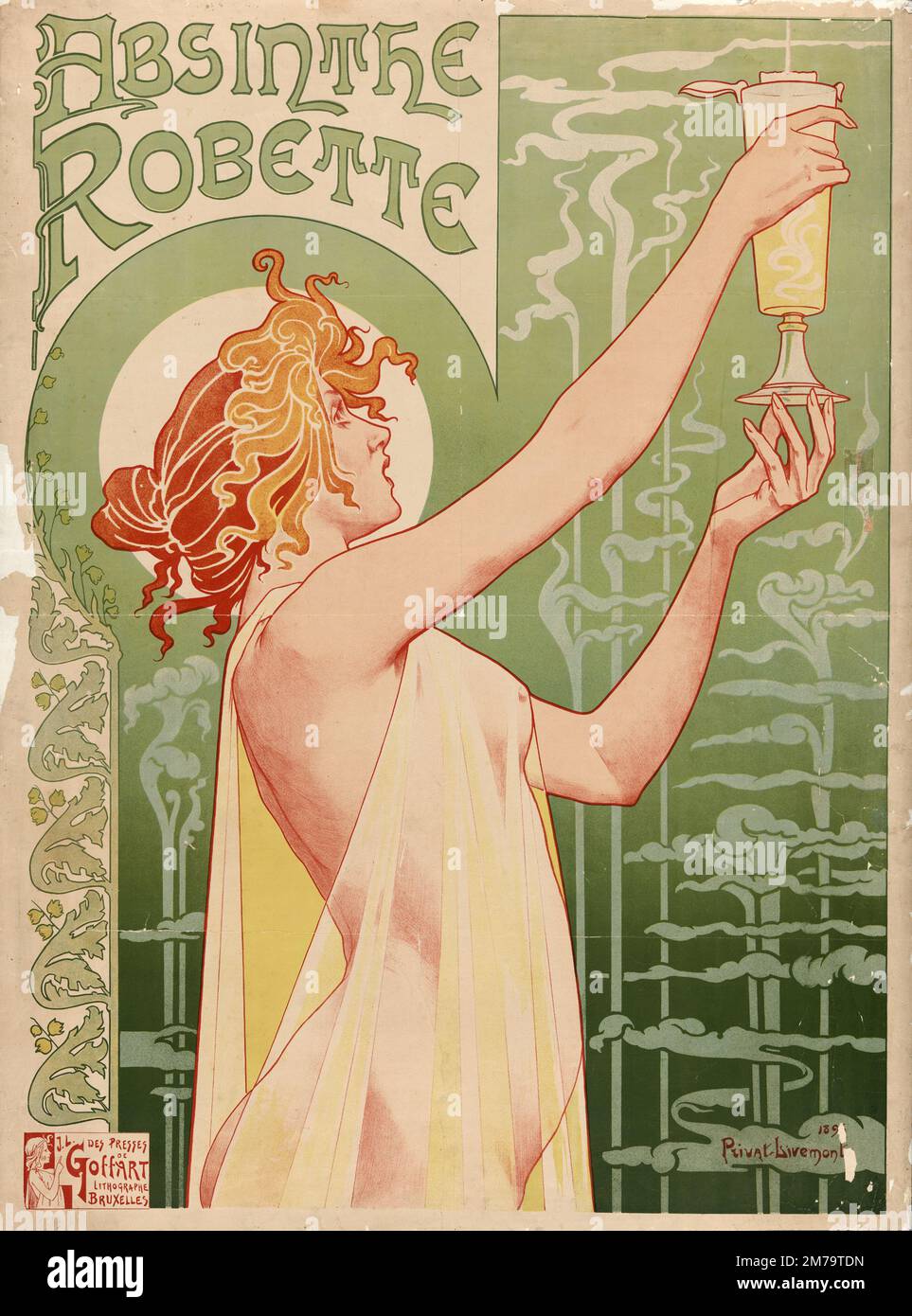 Absinthe poster, Henri Privat-Livemont 1896 poster. Foto Stock