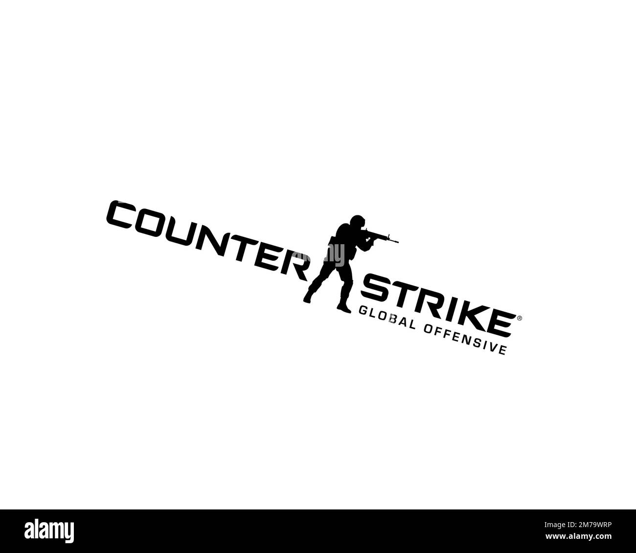 Counter Strike Global Offensive, Logo ruotato, sfondo bianco B Foto Stock