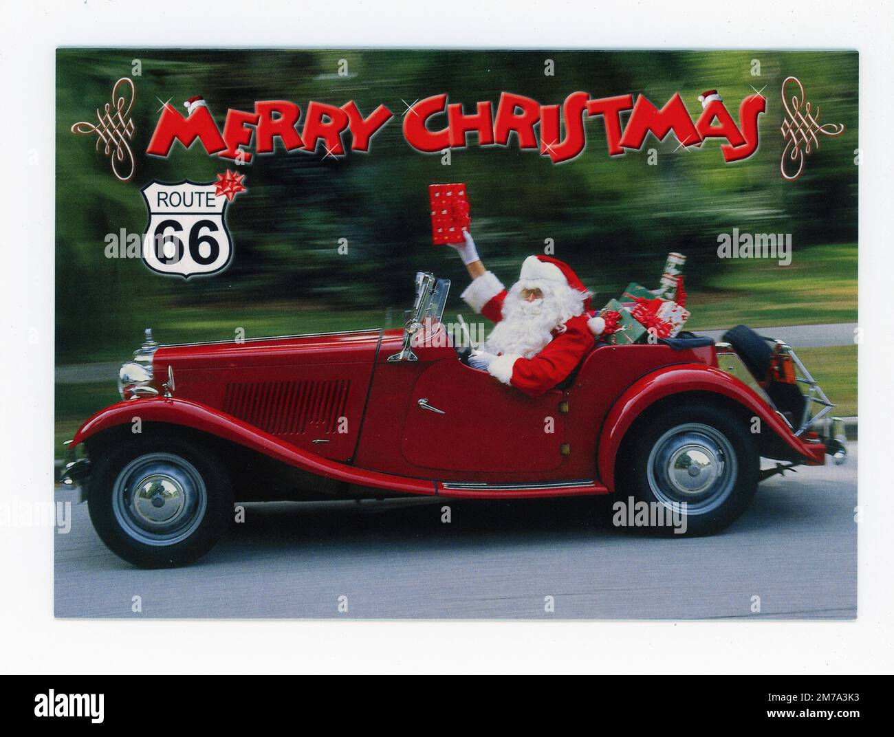 Vintage 1990s divertente Babbo Natale carta di Natale, Stati Uniti Foto Stock