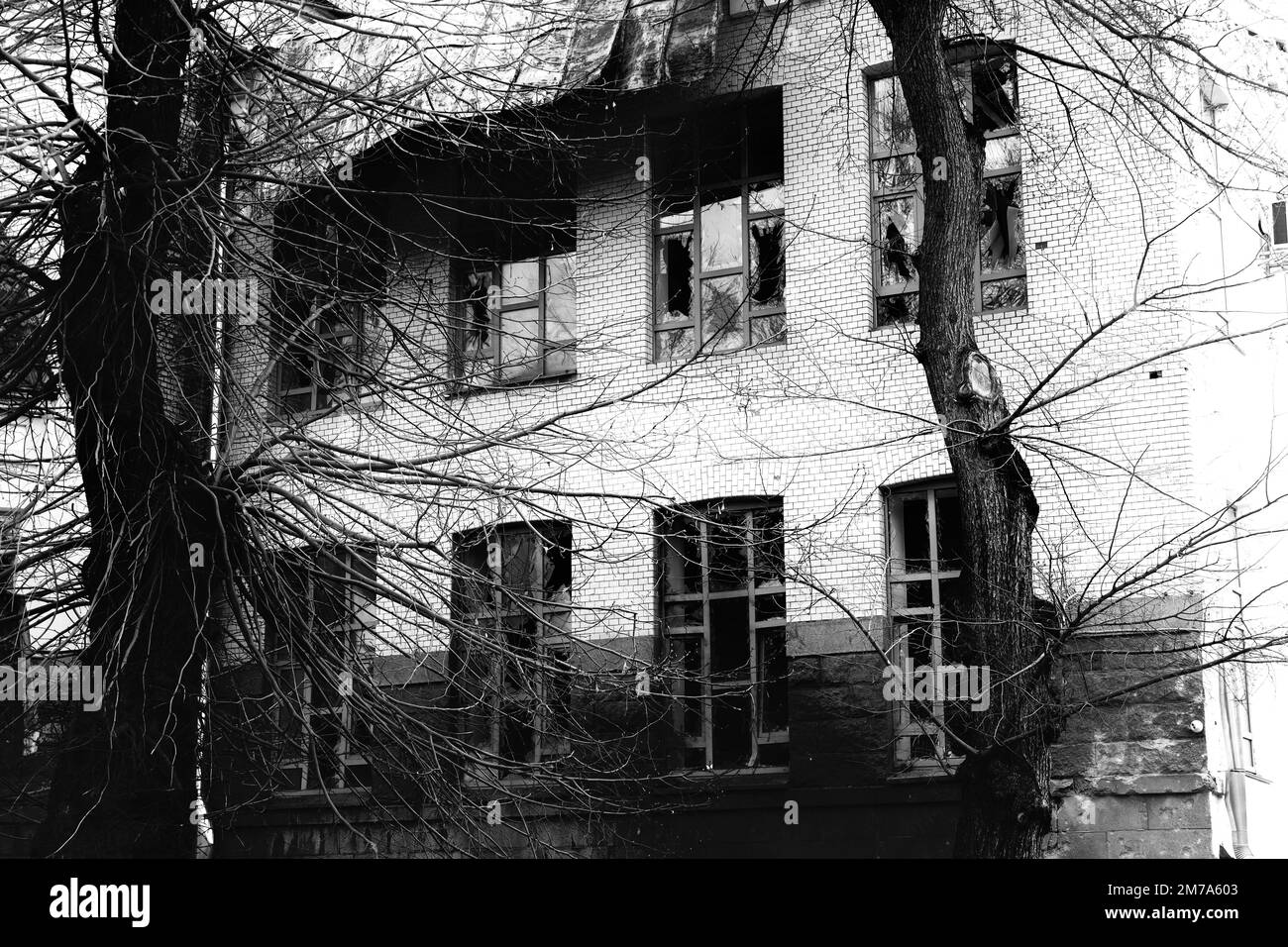 Guerra in Ucraina, fotografia horror scuro Foto Stock