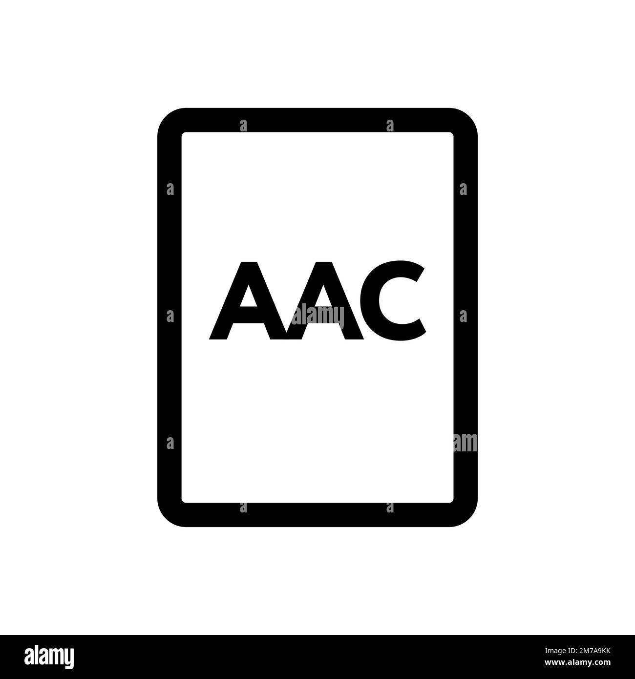 Icona del file AAC isolata su sfondo bianco. Icona sottile nera piatta sullo stile moderno. Simbolo lineare e tratto modificabile. Semplice e pixel per Illustrazione Vettoriale