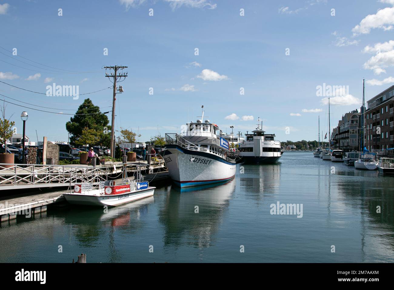 USA; Maine; Portland; Harbor and Bay; molo; wharf; moli; Long Wharf; crociera nel porto; USA; Maine; Portland; Harbor and Bay Foto Stock