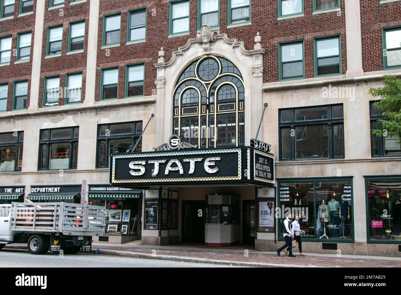 L'ex state Theater, 609 Congress Street, Portland Maine, è ora un centro multi-performance e un centro per le arti nello stato del Maine. Foto Stock