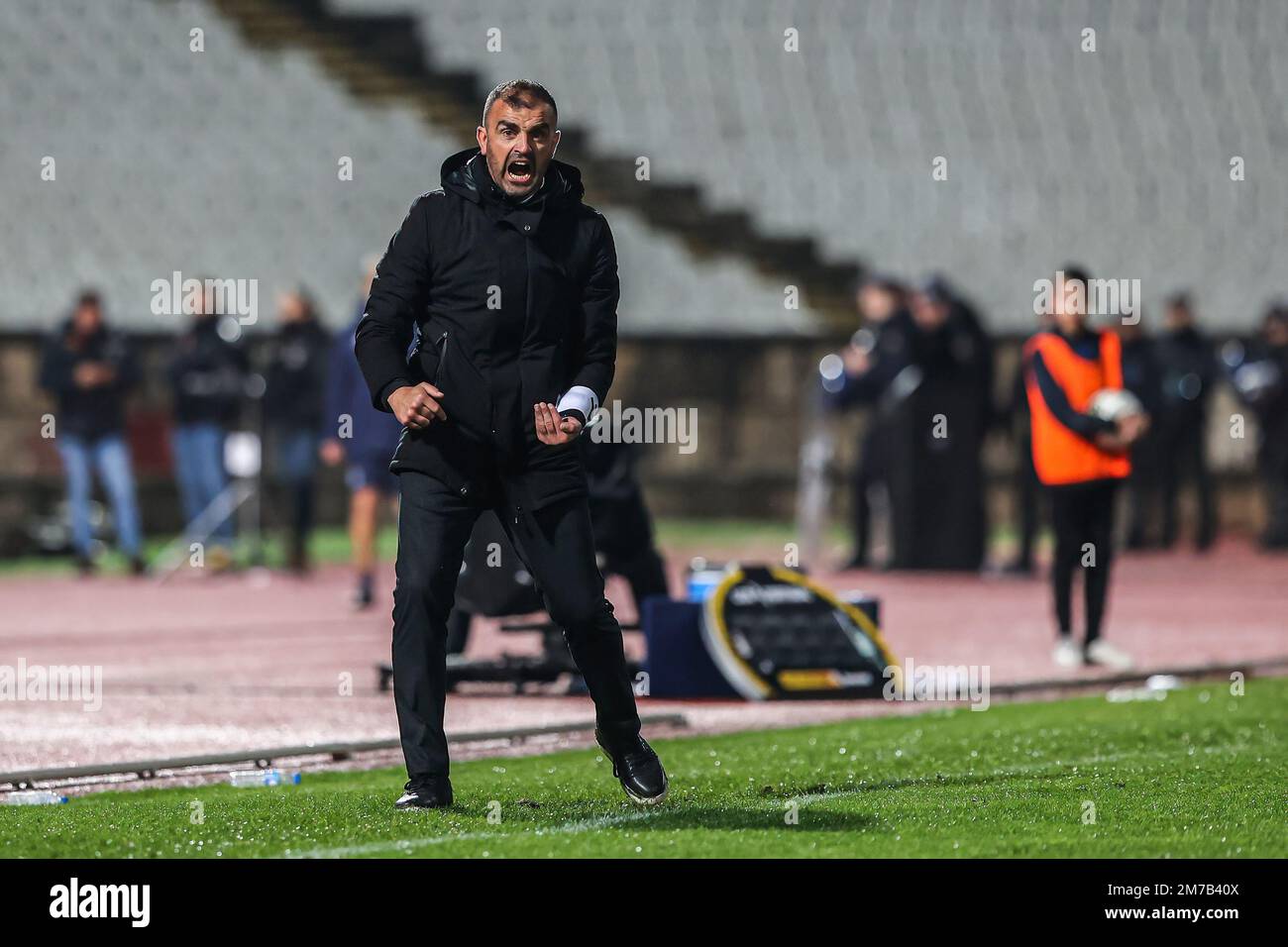 Lisbona, Portogallo. 07th Jan, 2023. Allenatore Filipe Martins di Casa Pia AC visto in azione durante la partita Liga Portugal Bwin tra Casa Pia AC e FC Porto a Estadio Jamor. (Punteggio finale: Casa Pia AC 0:0 FC Porto) (Foto di David Martins/SOPA Images/Sipa USA) Credit: Sipa USA/Alamy Live News Foto Stock