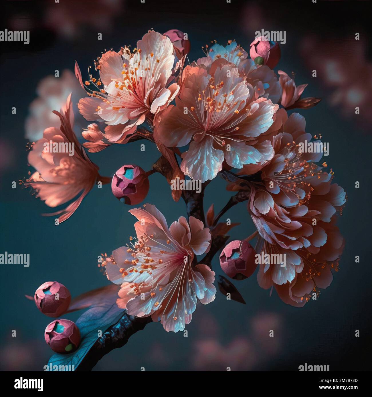 Ciliegi in fiore in primavera,sfondo a molla Foto Stock