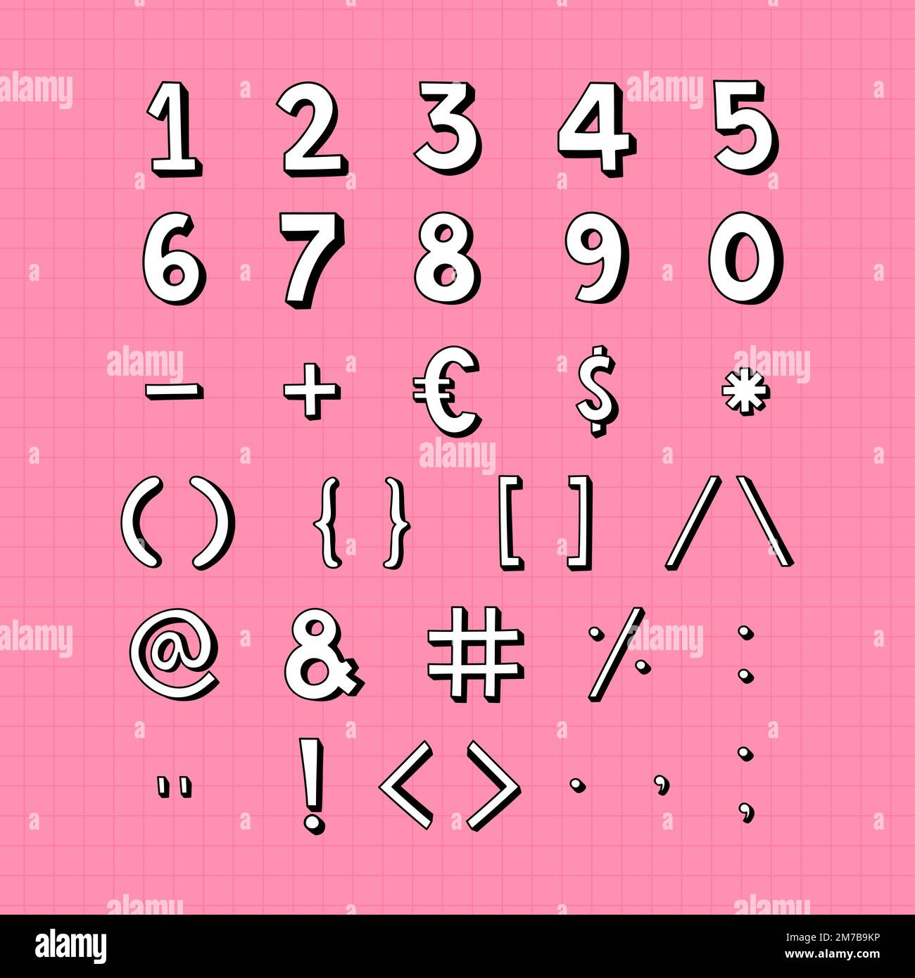 Numeri con stile e vettore set di simboli Illustrazione Vettoriale