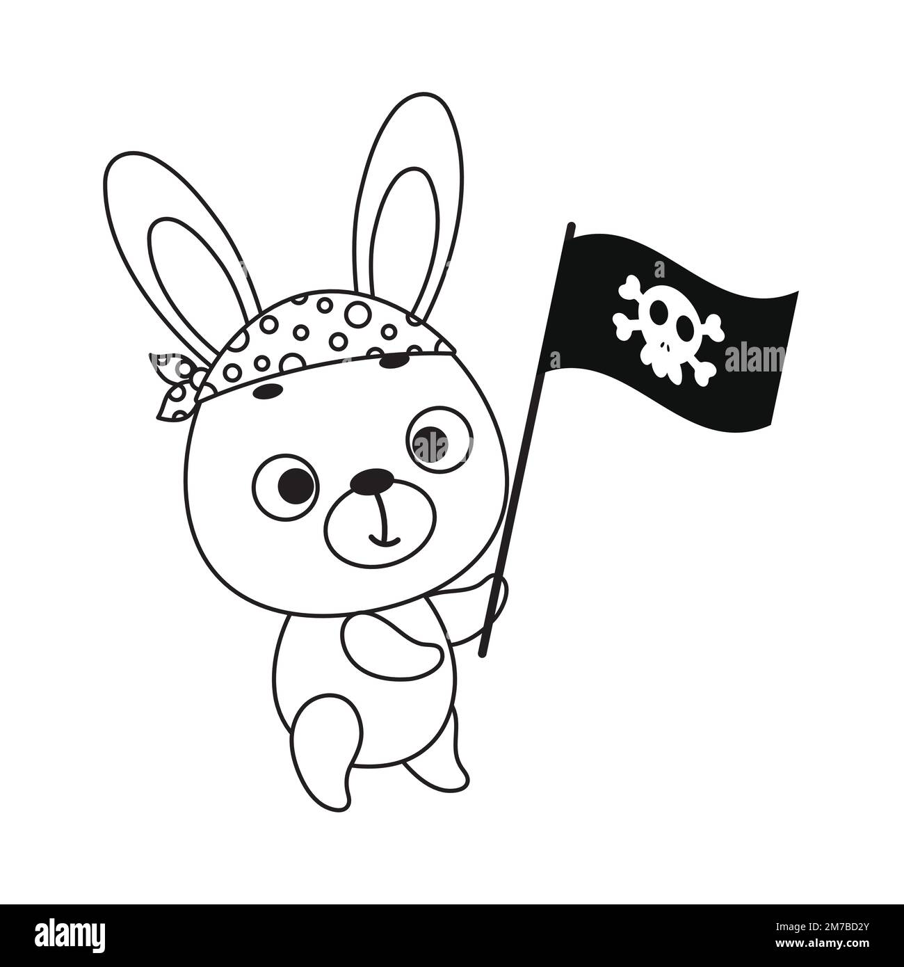 Pagina da colorare cute lepre piccola con la bandiera dei pirati. Libro da  colorare per bambini. Attività educativa per bambini e bambini in età  prescolare con animali carini Immagine e Vettoriale -
