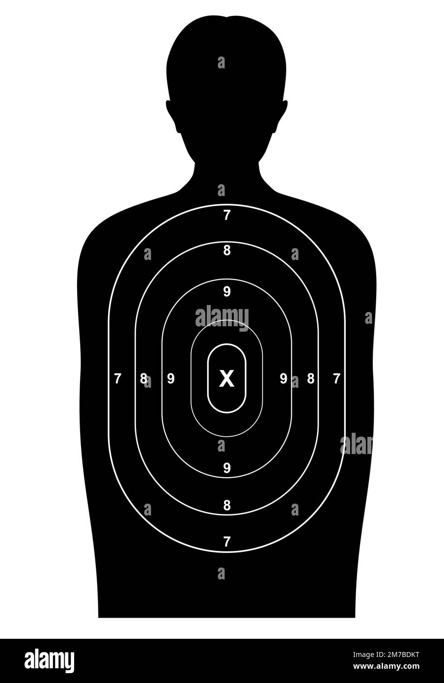 Bersaglio per tiro umano, uomo con silhouette proiettile da pistola, pratica di tiro vettoriale. Corpo cecchino di polizia sfondo carta per mirare e buchi sparato, la silhouette bersaglio umano per la scacchiera spara arma Illustrazione Vettoriale