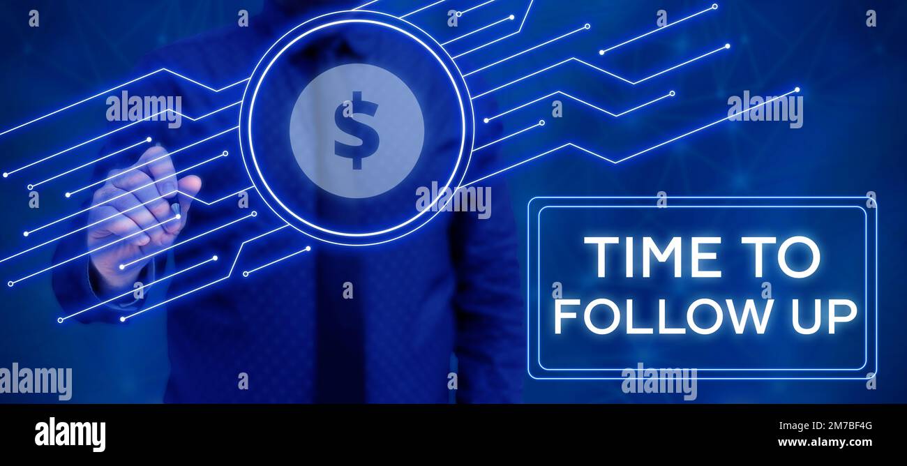 Tempo di visualizzazione concettuale per il follow-up. Foto concettuale richiesta dell'attività precedente o continuazione delle informazioni Foto Stock