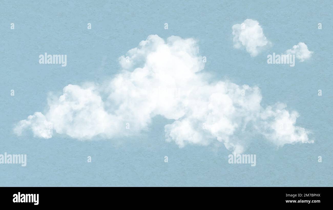 Vettore di elemento cloud realistico su sfondo blu Illustrazione Vettoriale