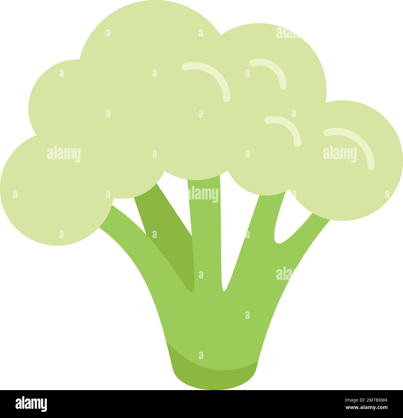 Icona di broccoli vegetali vettore piatto. Cibo di cavolo. Insalata dolce isolato Illustrazione Vettoriale