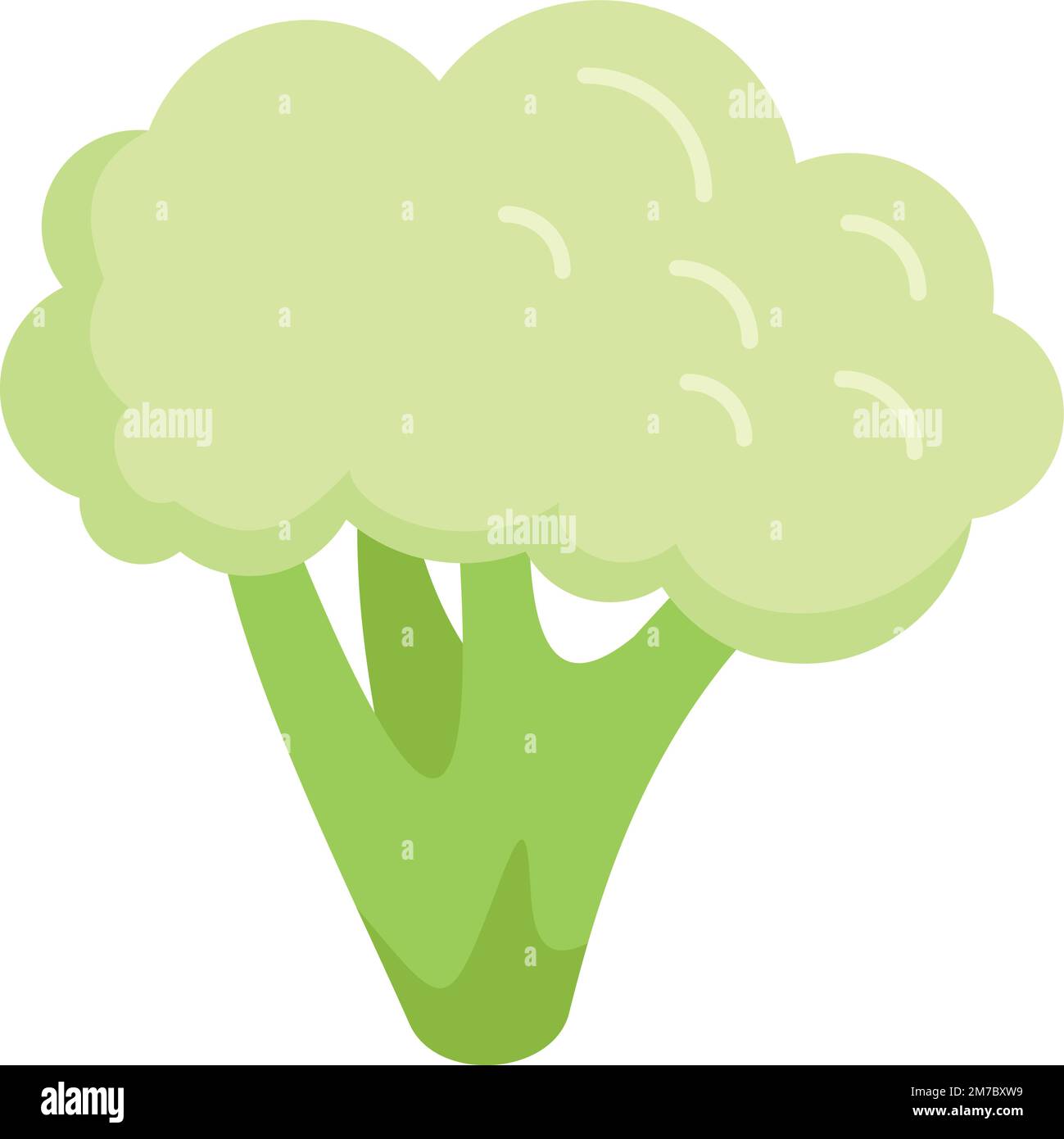 Kawaii broccoli icona vettore piatto. Broccoli vegetali. Insalata pianta isolata Illustrazione Vettoriale