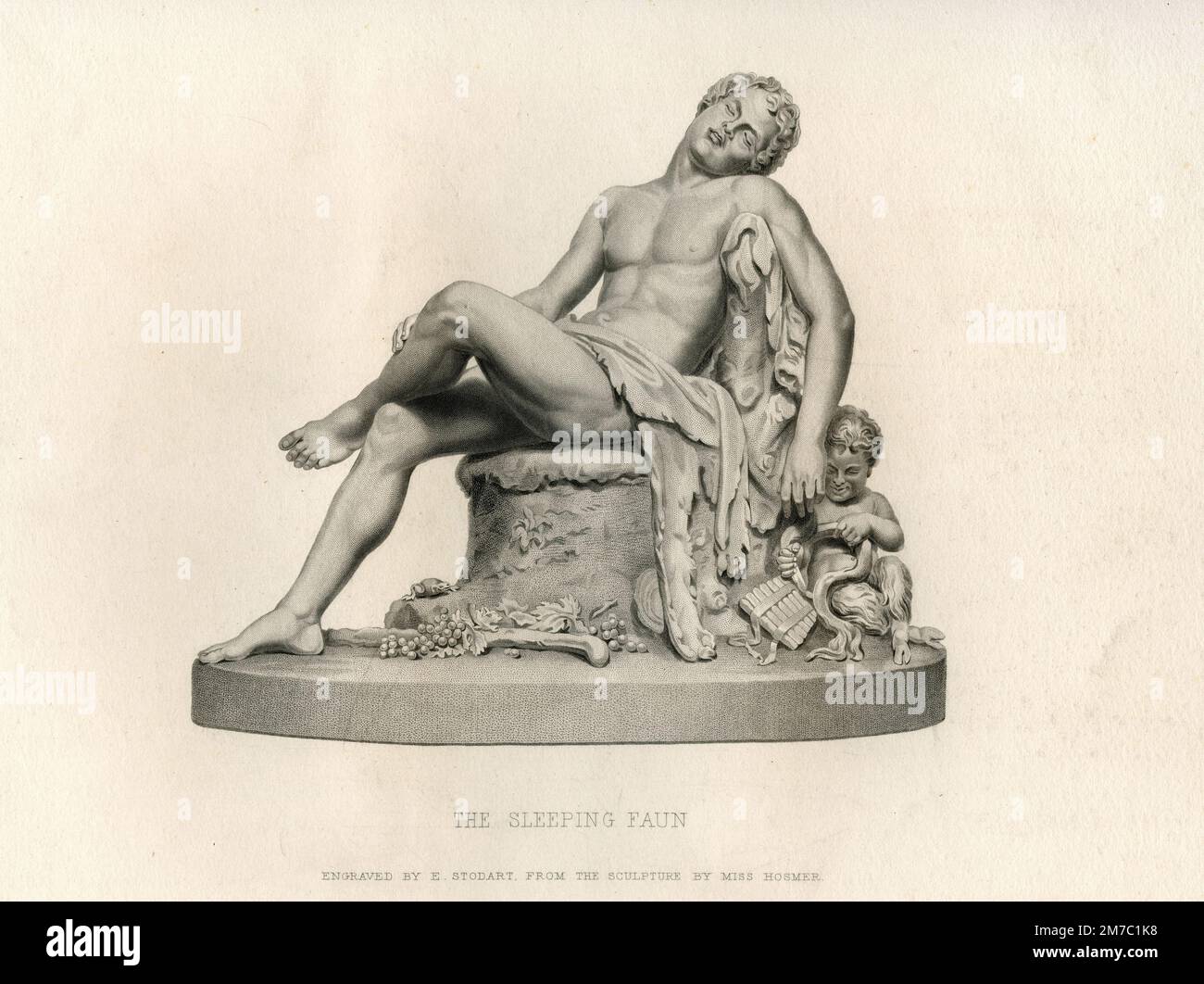 Il Faun addormentato, stampato da E. Stodart dalla scultura di Hosler, UK 1878 Foto Stock