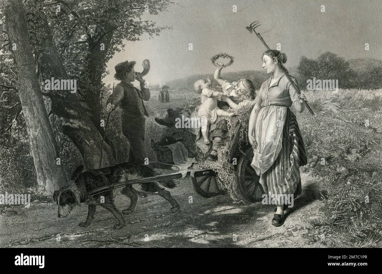 Ritorno a casa, stampa incisa da T.H. Gerard da un dipinto di G.C. Finden, Regno Unito, 1878 Foto Stock