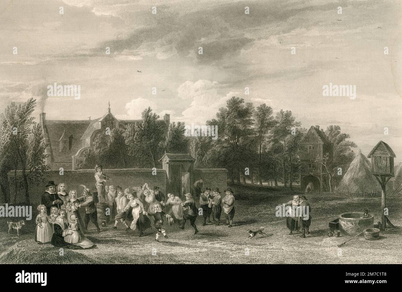 The Village Fete, stampa incisa da D. Teniers da un dipinto di J. Outhwaite, UK, 1847 Foto Stock