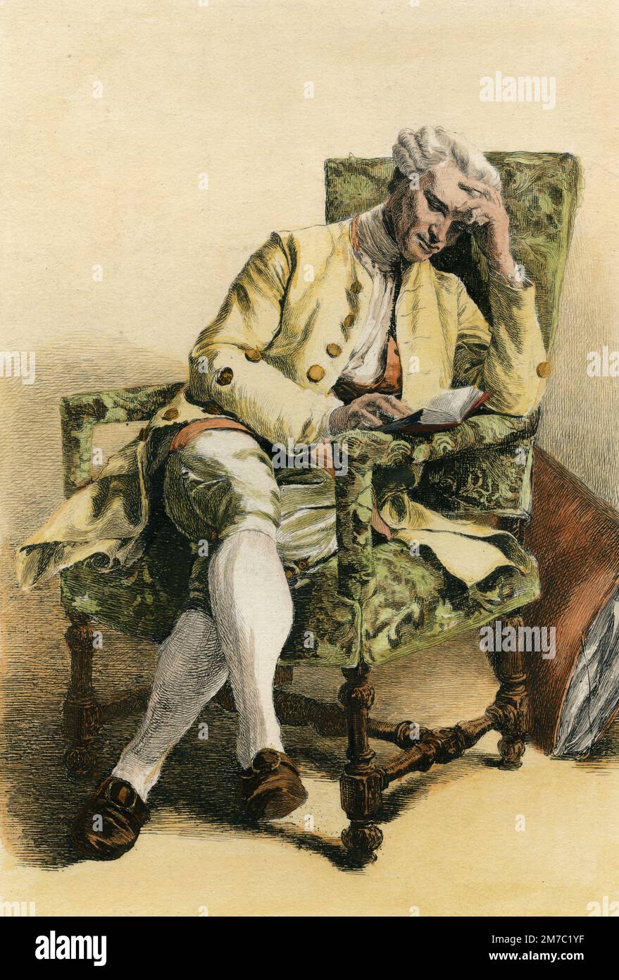 Lo studente, stampa incisa da un dipinto di J.L. Meissonier, Regno Unito, 1877 Foto Stock