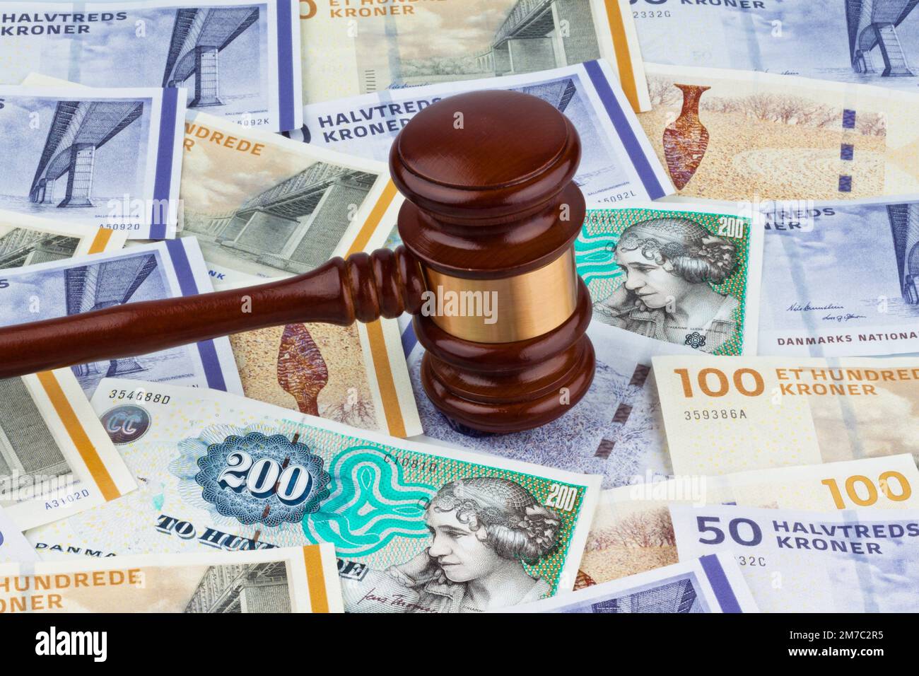 Martello da asta/martello da giustizia con corona danese, Danimarca Foto Stock