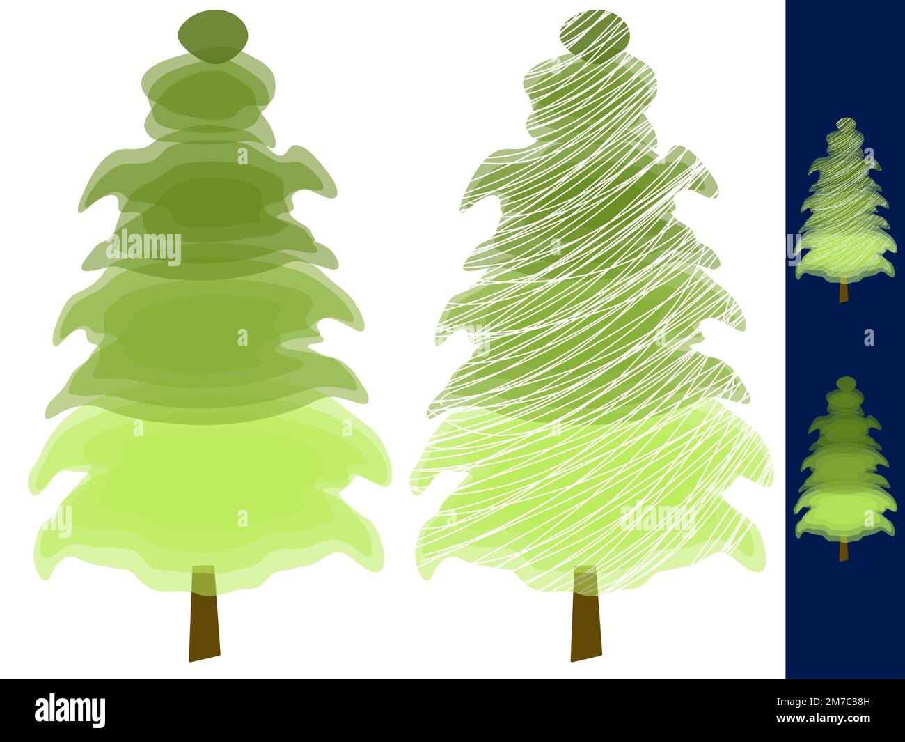 Albero di Natale Set di due tessuti verdi Foto Stock