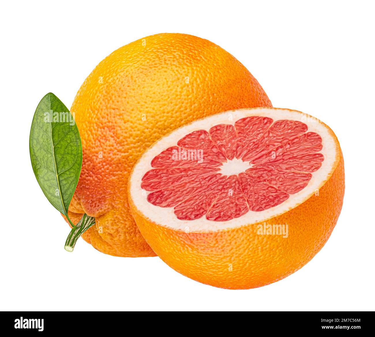 Pompelmo isolato su sfondo bianco con tracciato di ritaglio Foto Stock