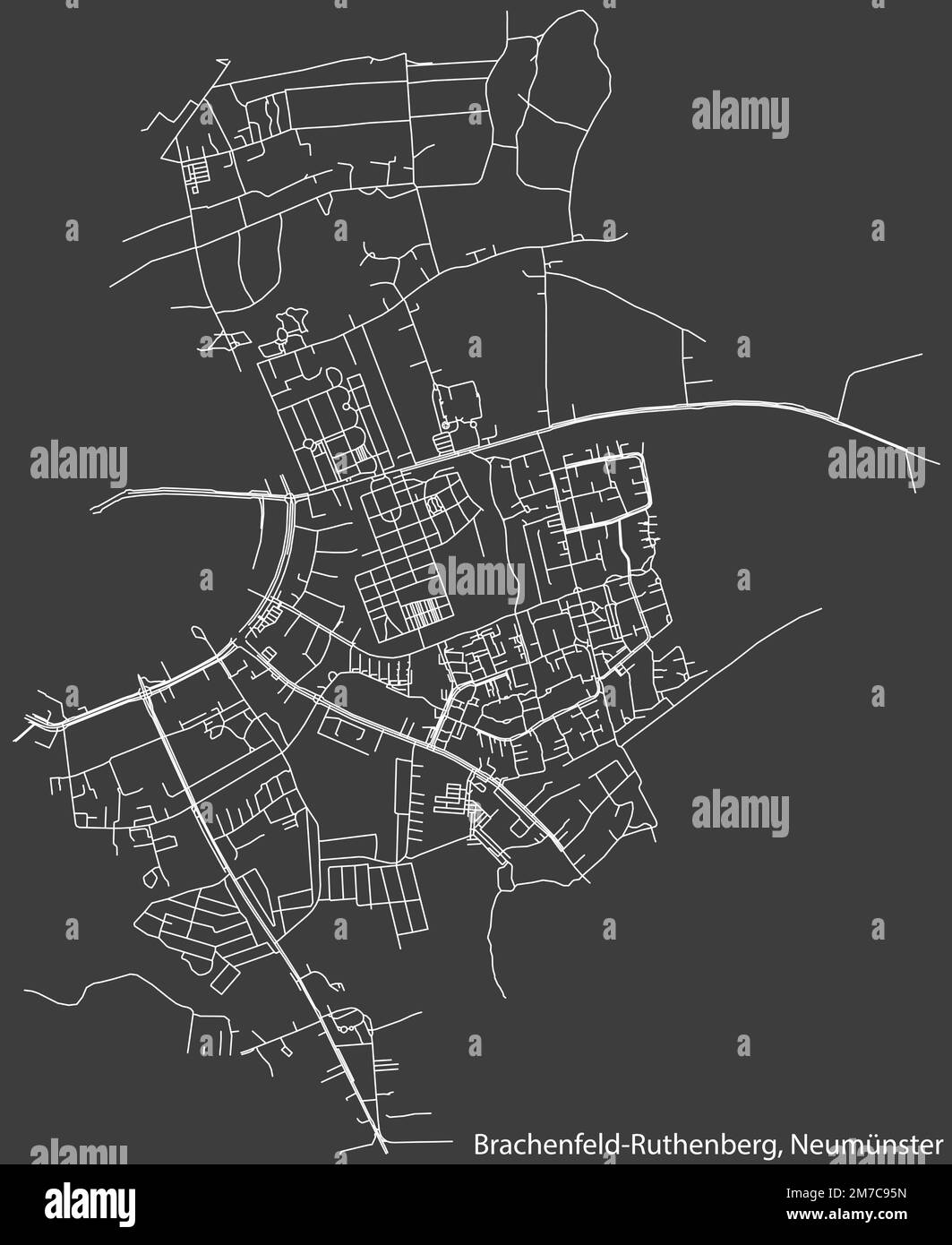 Mappa stradale del QUARTIERE BRACHENFELD-RUTHENBERG, Neumünster Illustrazione Vettoriale