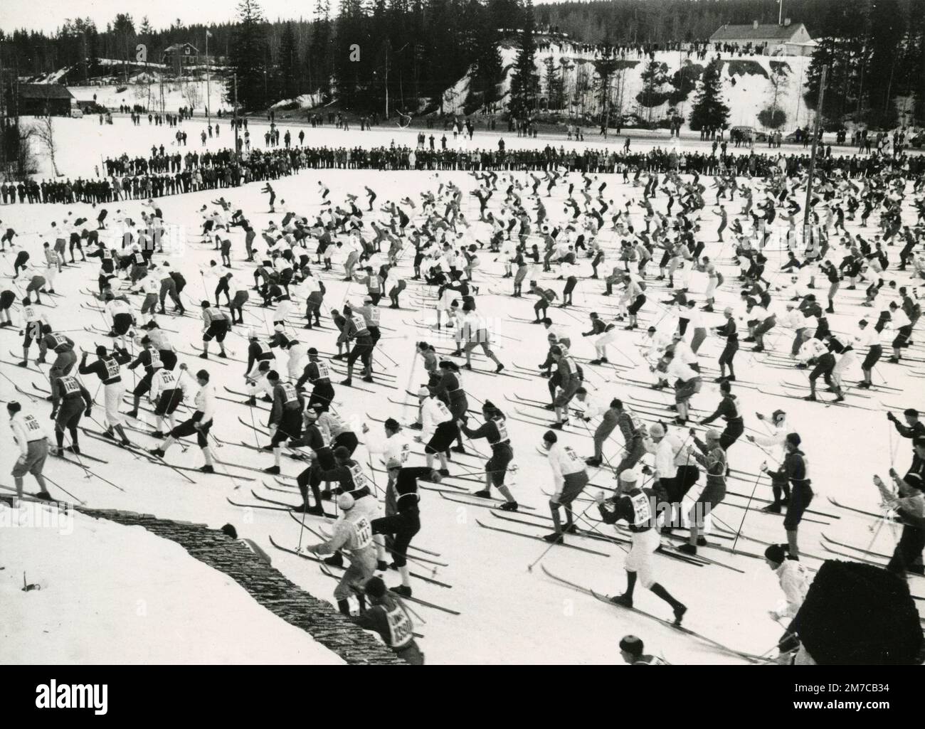 L'inizio della Vasa Ski Race, Vasaloppet, Berga, Svezia 1960s Foto Stock