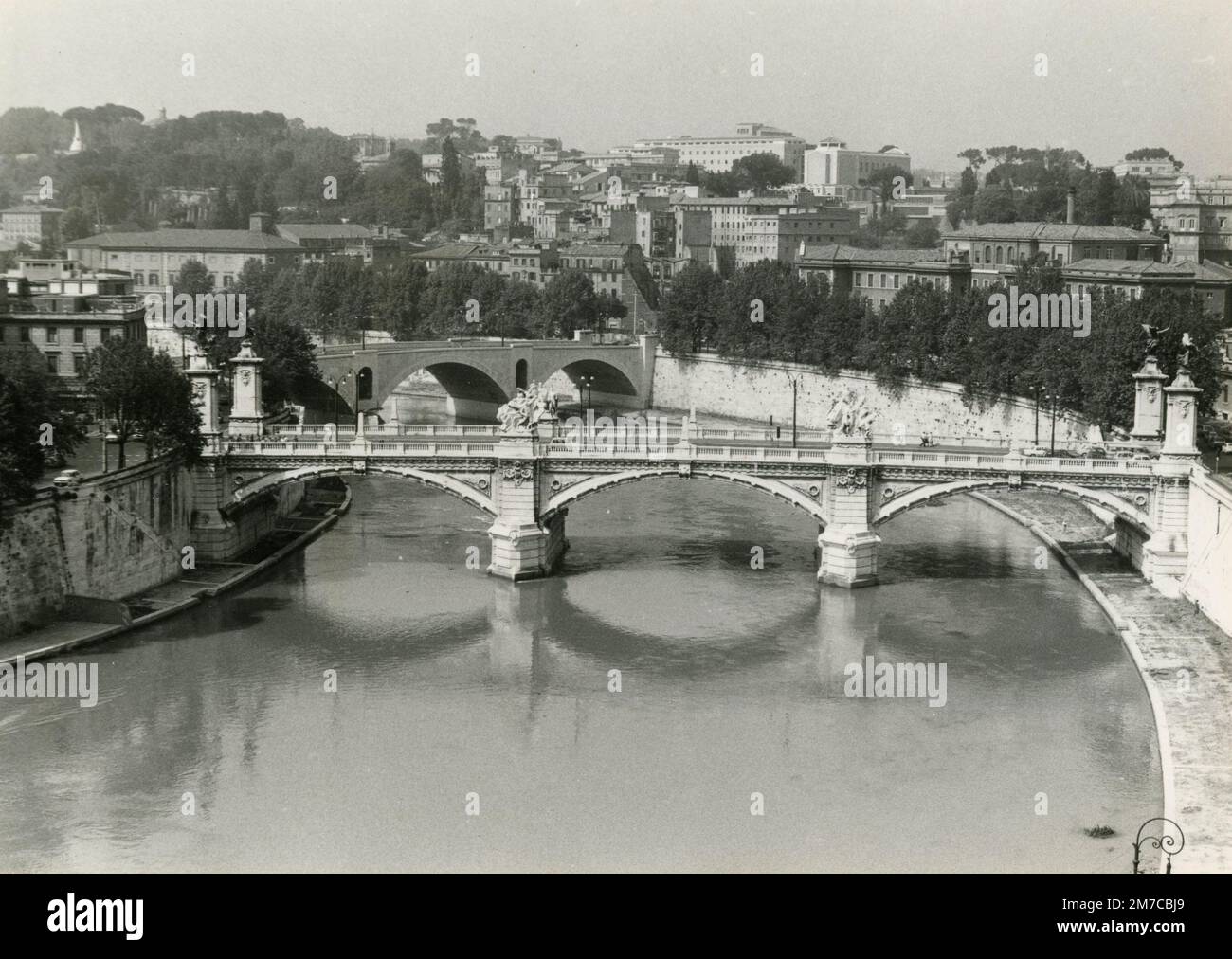 Vista aerea di St. Ponte Angelo, Roma, Italia 1978 Foto Stock