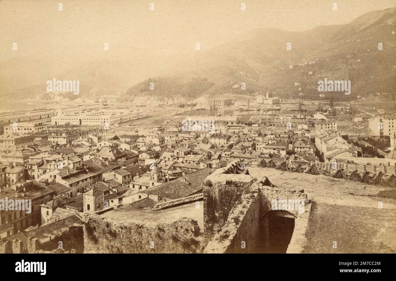 Panorama di la Spezia, Italia 1880s Foto Stock