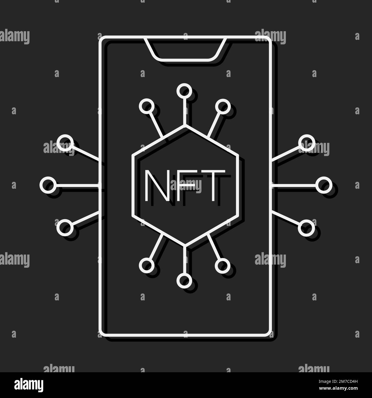 Icona a forma di moneta NFT, token e blockchain unici, icona vettoriale token non fungibile, grafica vettoriale, segno di contorno del tratto modificabile, eps 10 Illustrazione Vettoriale