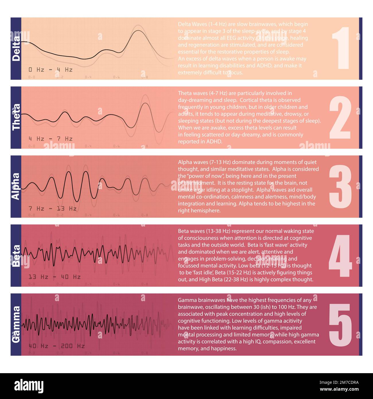 Set di carte a onde brainave rosa Illustrazione Vettoriale