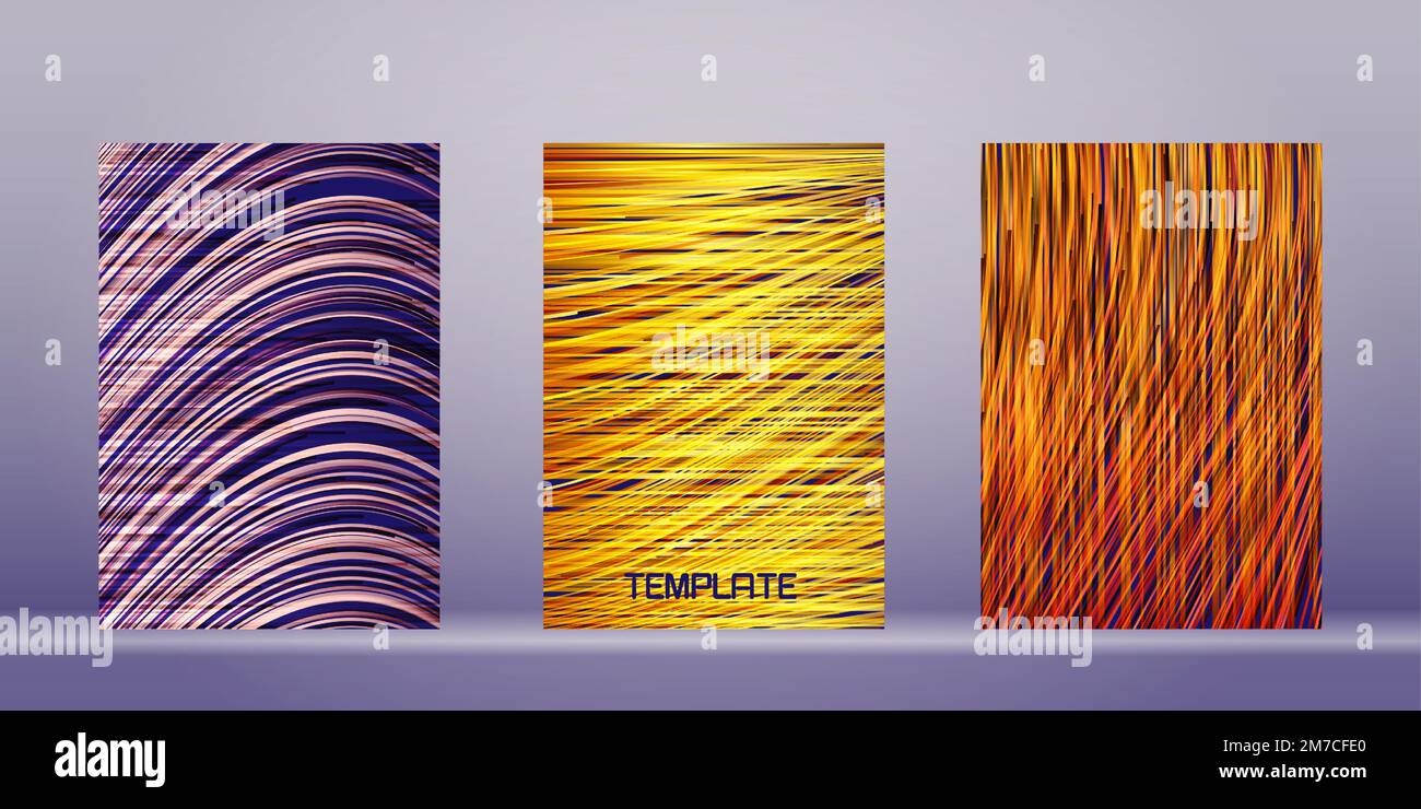 Sfondo blu di lusso, decorazione astratta, motivo multicolore, sfumature colorate, illustrazione vettoriale. Arancione, linee dorate, onde. Modello di copertura Illustrazione Vettoriale