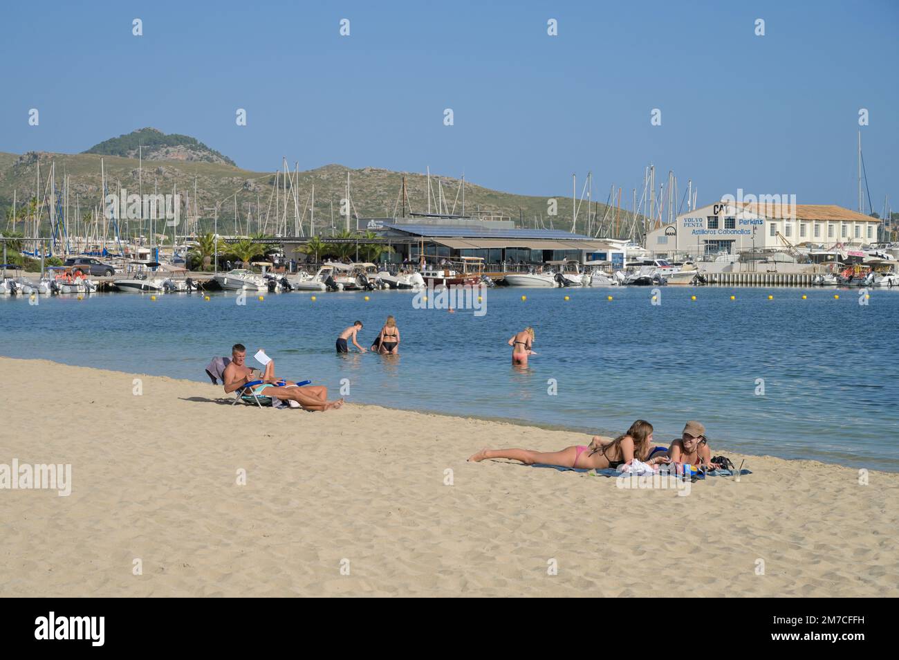 Sandstrand, Port de Pollenca, Maiorca, Spagna Foto Stock
