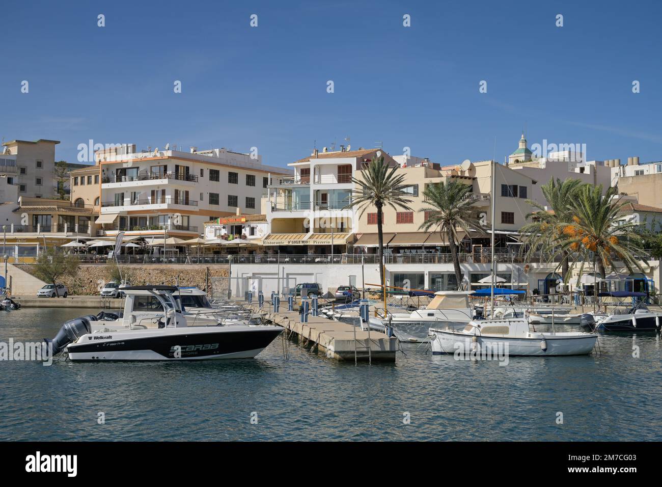 Boote, Hafen, Marina, Cala Rajada, Maiorca, Spagnolo Foto Stock