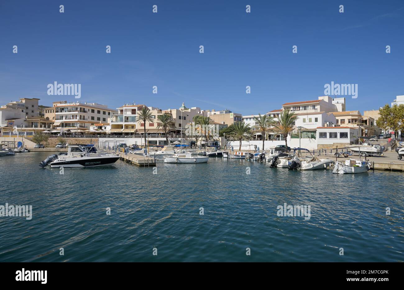 Boote, Hafen, Marina, Cala Rajada, Maiorca, Spagnolo Foto Stock