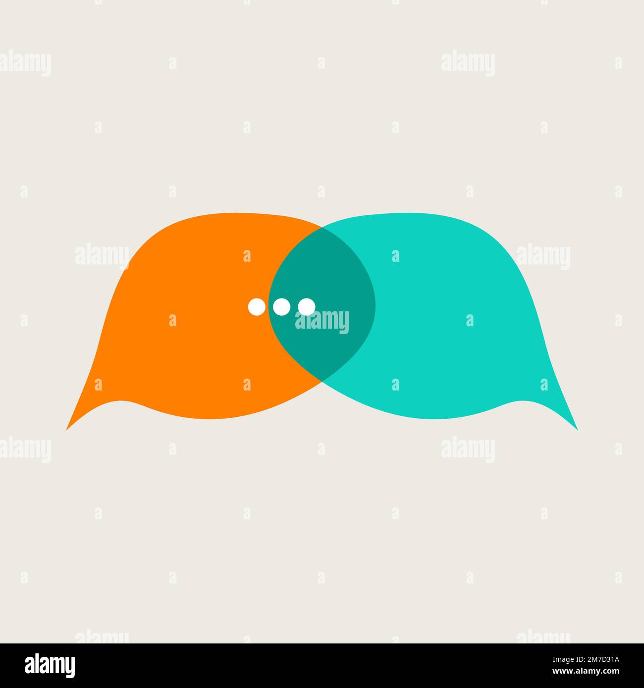 Due commenti fumetti disegnati a mano. Due messaggi cloud, icona di dialogo. Logo piatto vettoriale di comunicazione Illustrazione Vettoriale