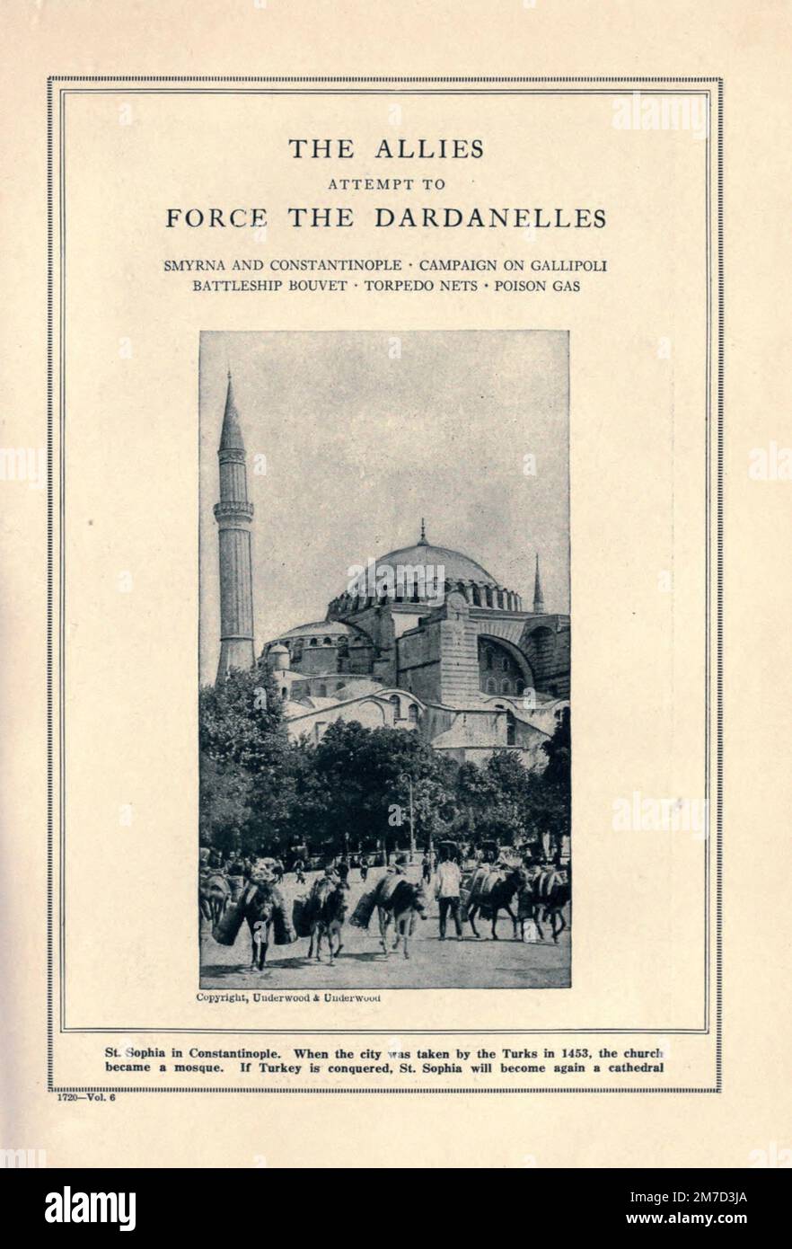 MOSCHEA DI ST. SOPHIA Costantinopoli (Istanbul) UNA VOLTA Cattedrale CRISTIANA dal libro la storia della grande guerra; la storia completa degli eventi fino ad oggi DIPLOMATICI E DOCUMENTI DI STATO di Reynolds, Francis Joseph, 1867-1937; Churchill, Allen Leon; Miller, Francis Trevelyan, 1877-1959; Wood, Leonard, 1860-1927; Knight, Austin Melvin, 1854-1927; Palmer, Frederick, 1873-1958; Simonds, Frank Herbert, 1878-; Ruhl, Arthur Brown, 1876- Volume VI pubblicato nel 1920 Foto Stock