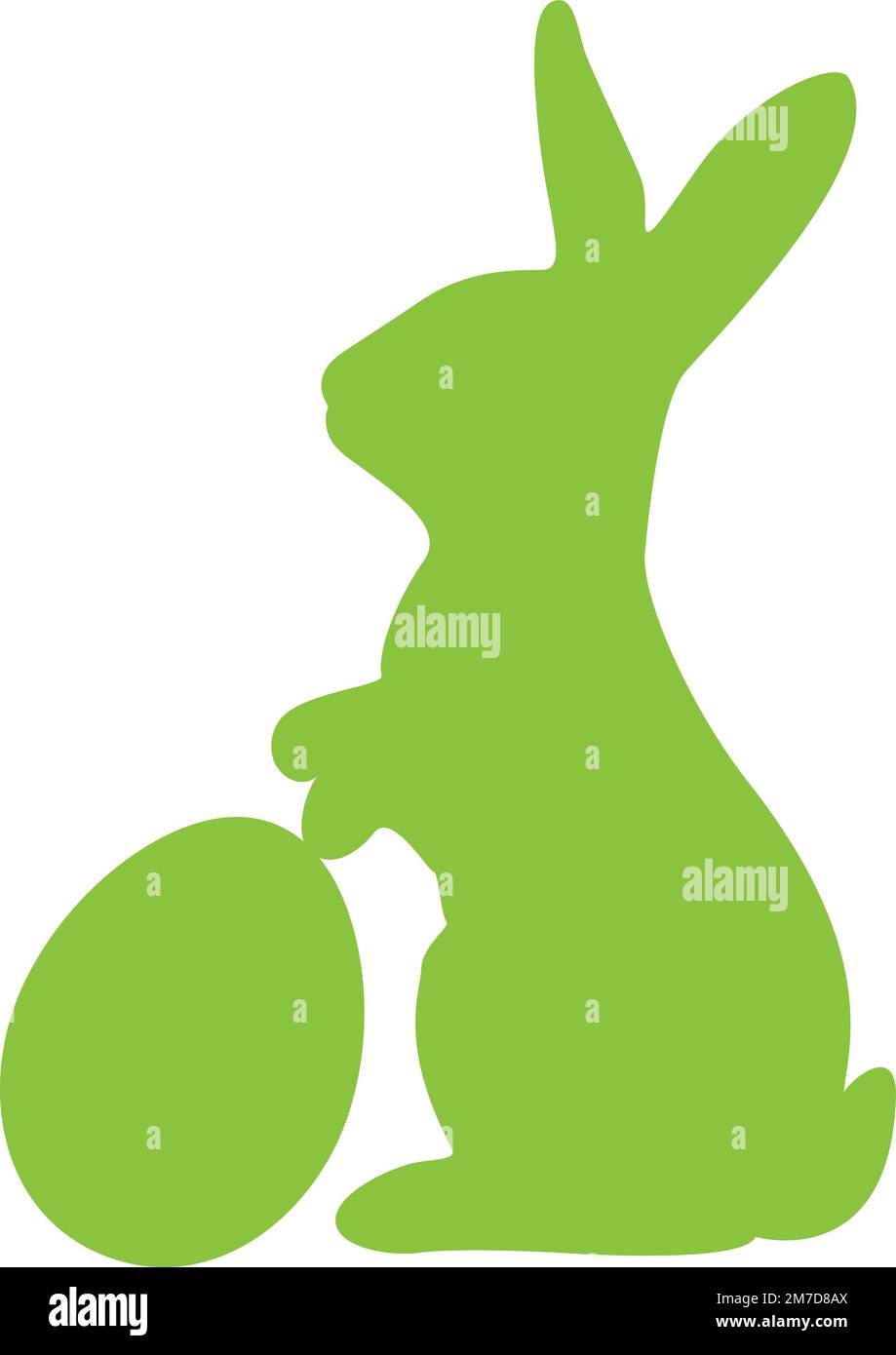 silhouette di coniglietto pasquale con uovo isolato su bianco, illustrazione vettoriale Illustrazione Vettoriale