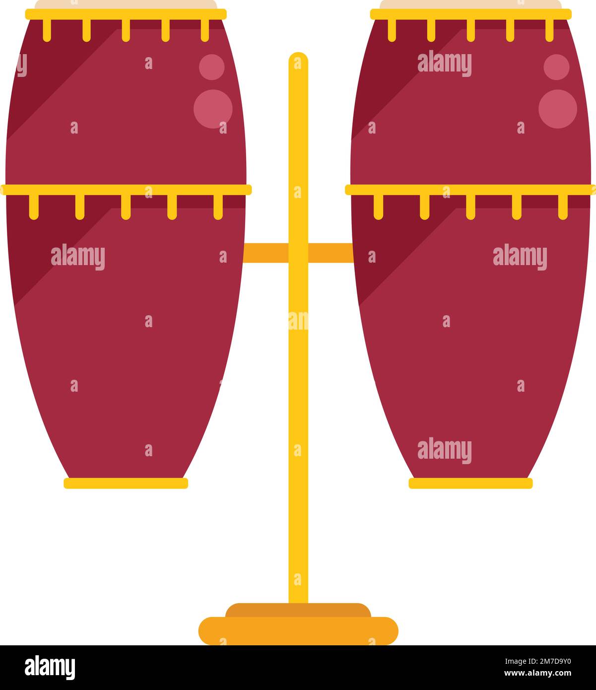 Icona del tamburo giocattolo vettore piatto. Kit musicale. Percussione dello strumento isolata Illustrazione Vettoriale