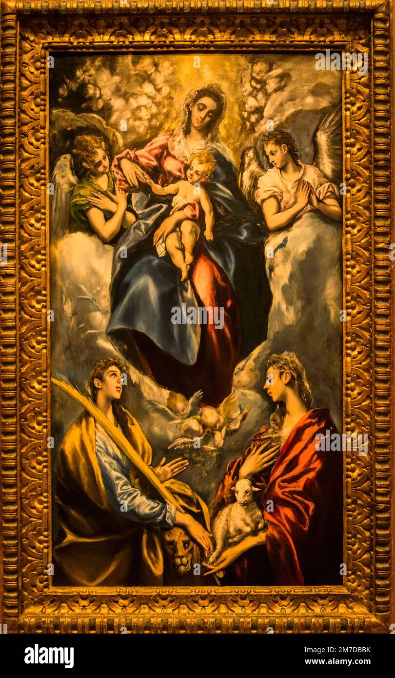 El Greco: Madonna col Bambino con San Martina e Sant'Agnese, National Gallery of Art, Washington, D.C., USA Foto Stock