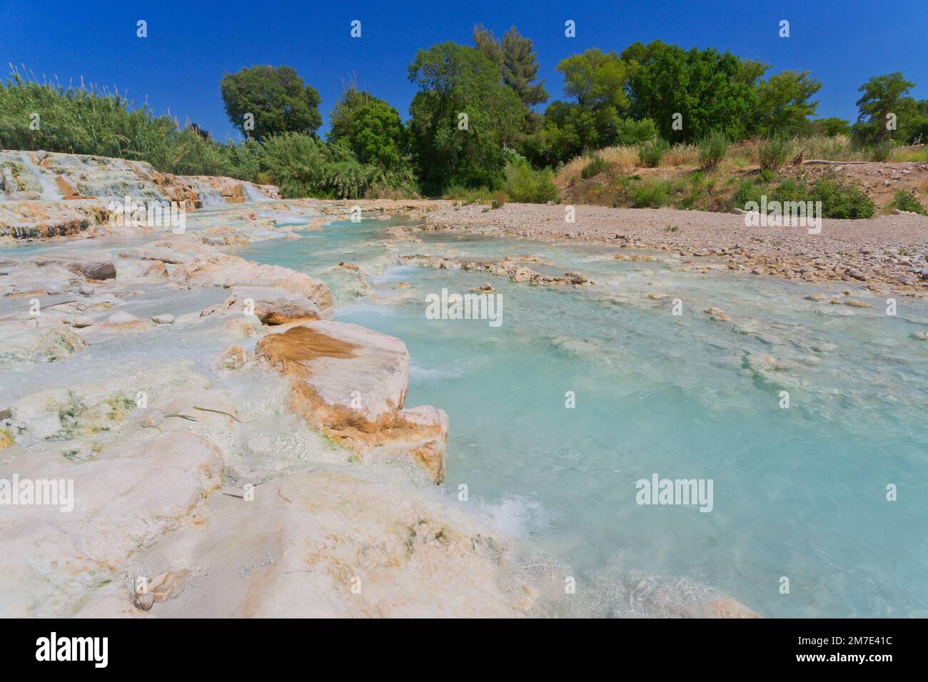 Le bellissime sorgenti termali naturali di Saturnia Cascate del Mulino, Grosseto, Toscana, Italia, Foto Stock