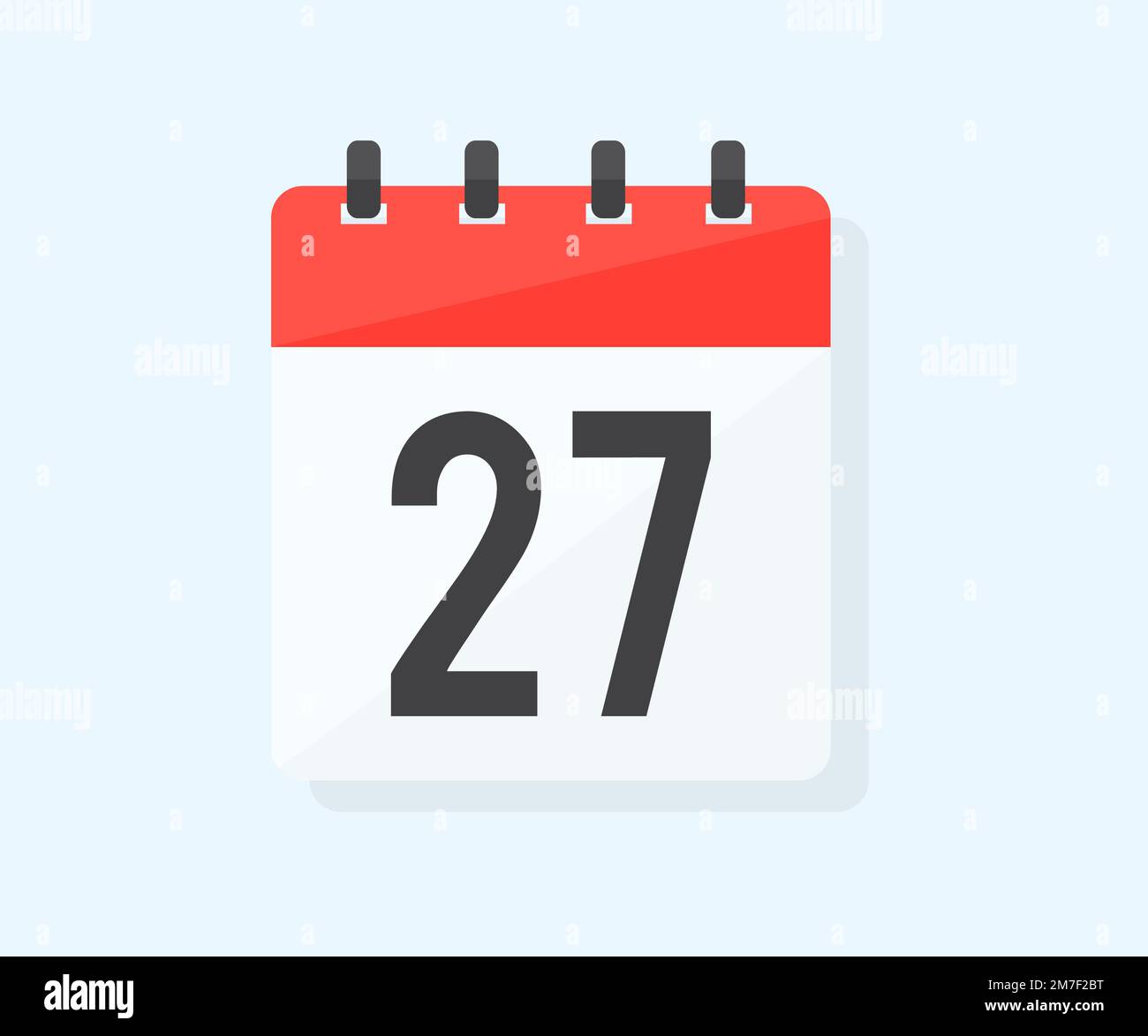 Il ventisettesimo giorno del mese con data 27, giorno ventisette logo design. Calendario icona flat giorno 27. Simbolo di promemoria. Data di pianificazione dell'evento. Illustrazione Vettoriale