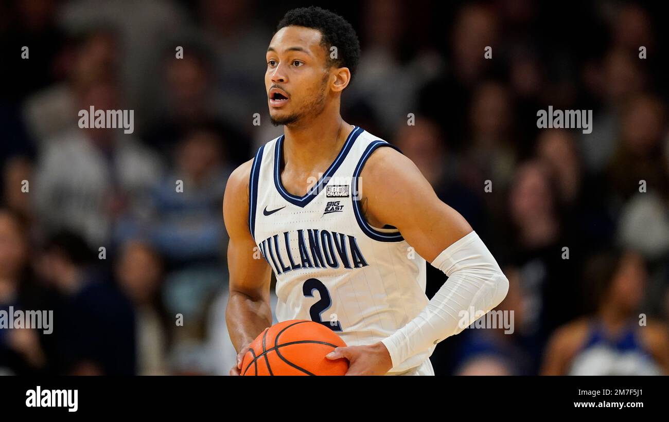 Villanova's Mark Armstrong plays during an NCAA college basketball game, Saturday, Jan. 7, 2023, in Villanova, Pa. (AP Photo/Matt Slocum) Foto Stock