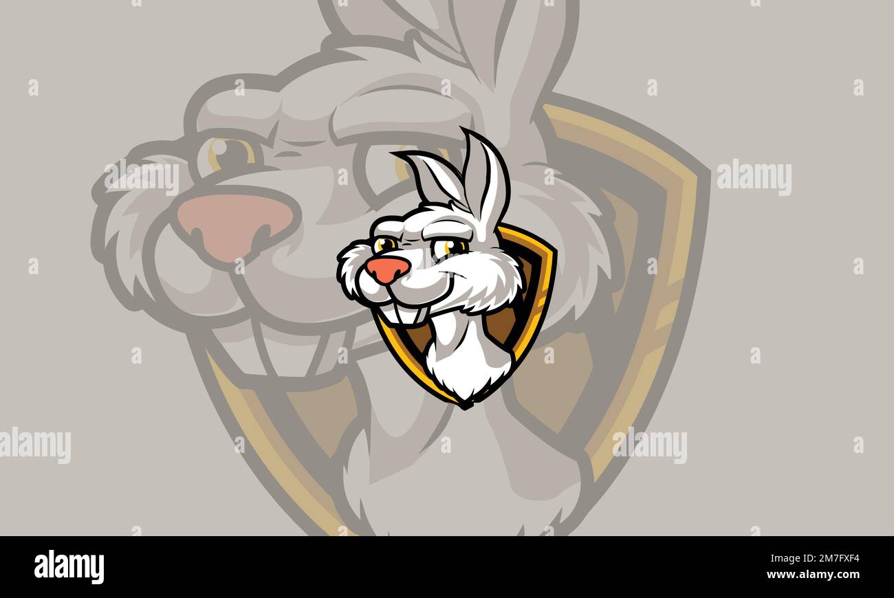 Un'illustrazione di un logo della mascotte di coniglio per lo sport, le squadre Illustrazione Vettoriale