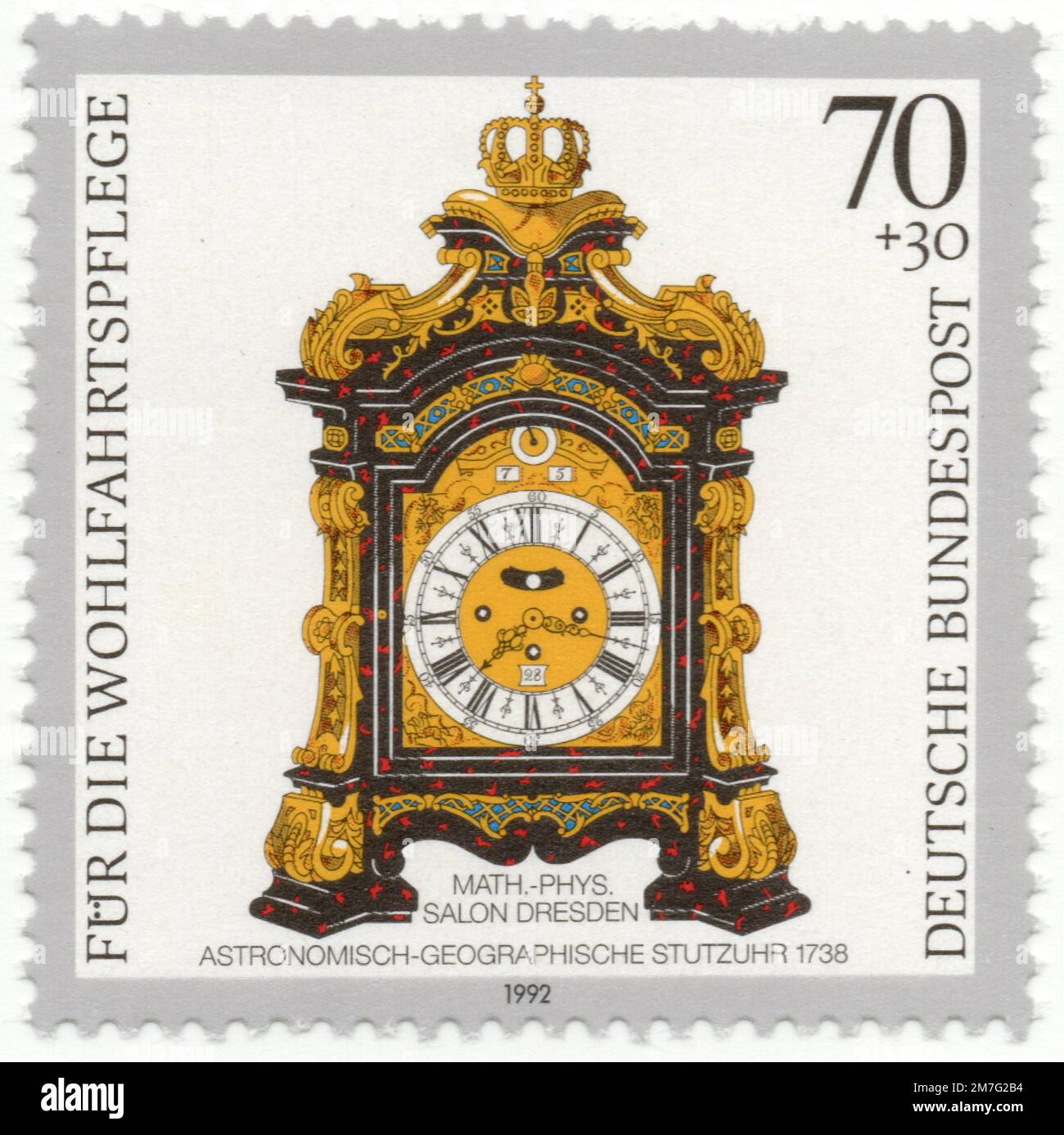 Orologio Mantel astronomico, 1738 Foto Stock