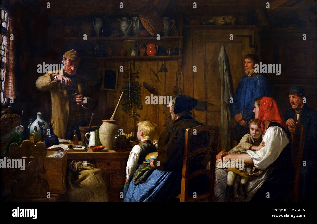 Der Quacksalber - il Quack Doctor 1879 di Albert Anker (1831 – 1910) è stato un pittore e illustratore svizzero, Foto Stock
