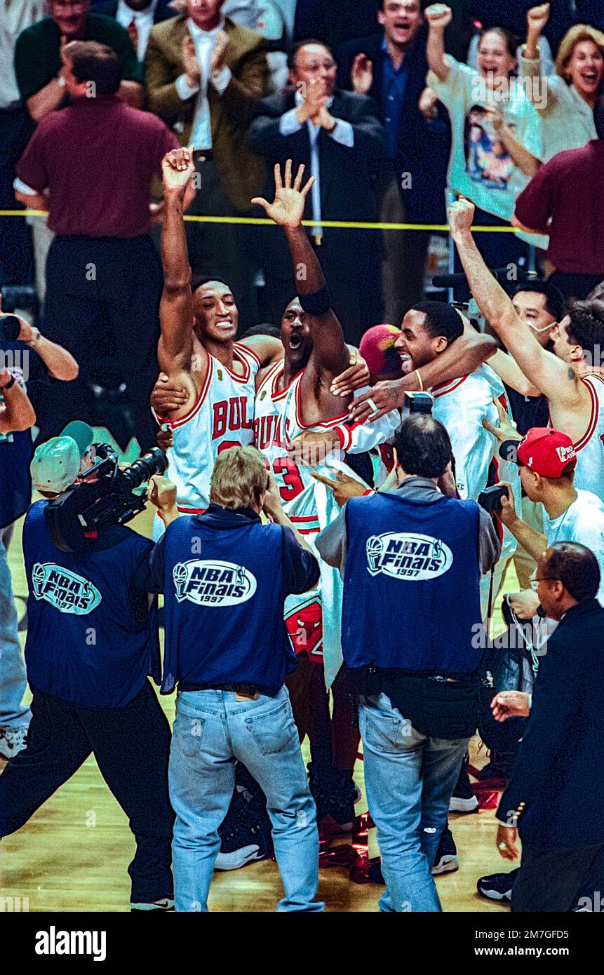 NBA Basketball, Scottie Pippen, (L) Michael Jordan Chicago Bulls, 1997 finali NBA Foto Stock