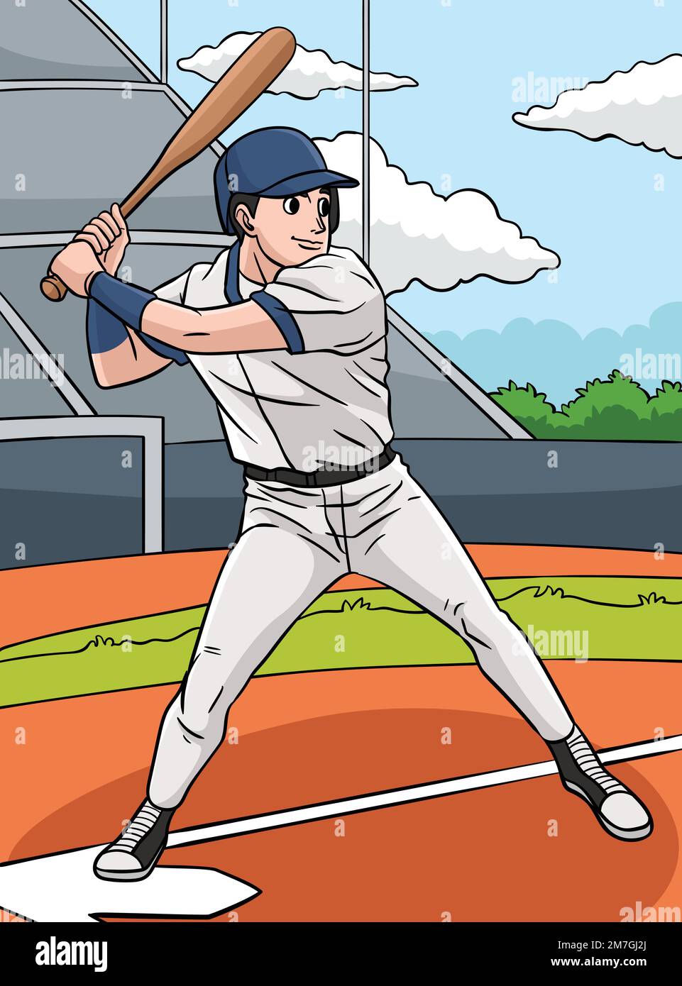 Illustrazione cartoon colorato dello sport di baseball Illustrazione Vettoriale