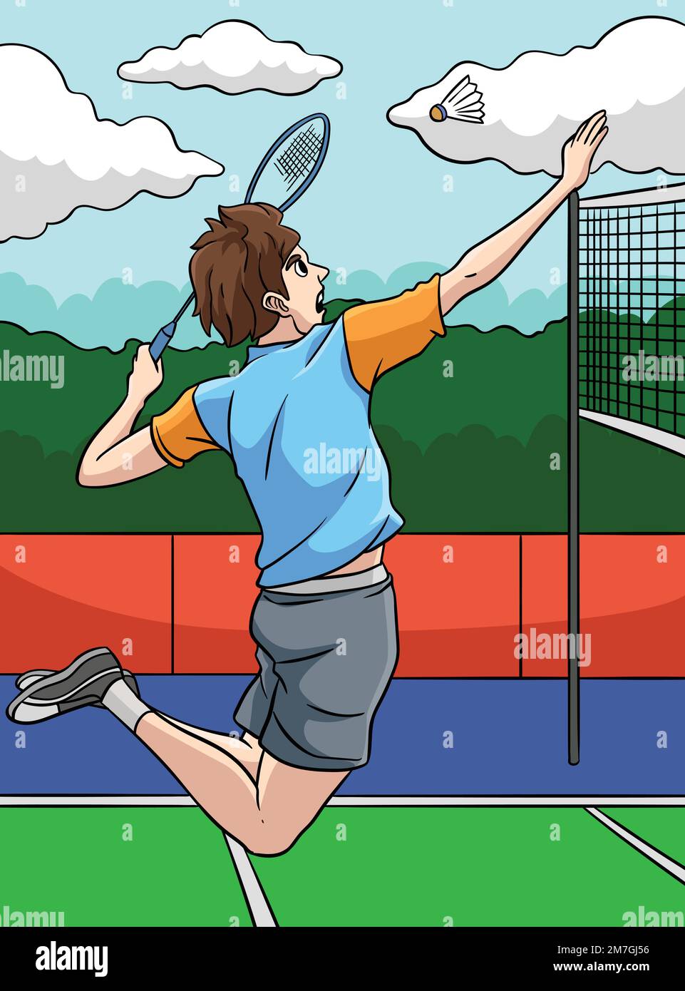 Cartoon colorato sportivo badminton Illustrazione Illustrazione Vettoriale