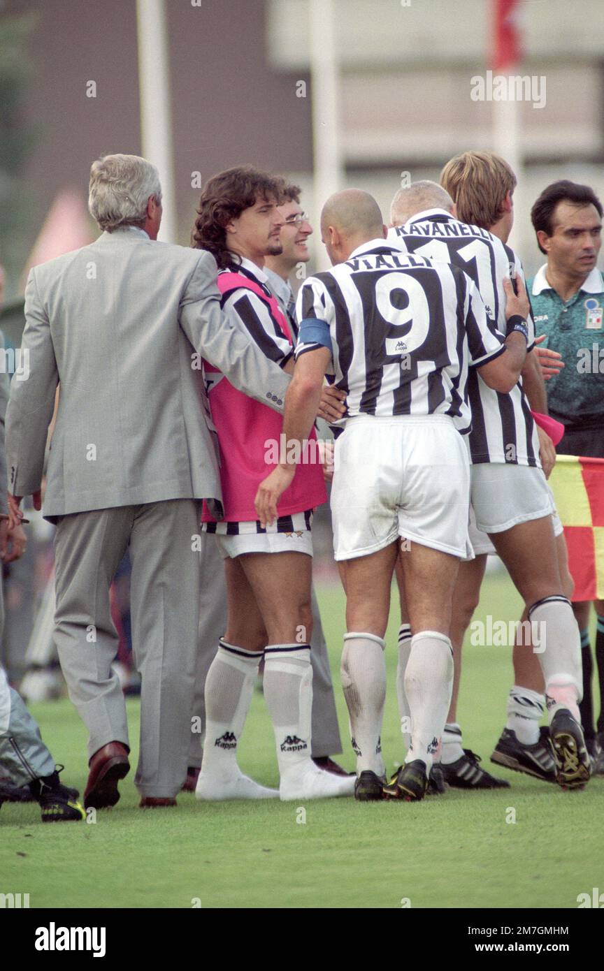 Italia, Torino 1994-1995-1996: Juventus giocatore FC Gianluca Vialli durante la Serie A 1995-96 Serie A partita di Campionato di Calcio Foto Stock